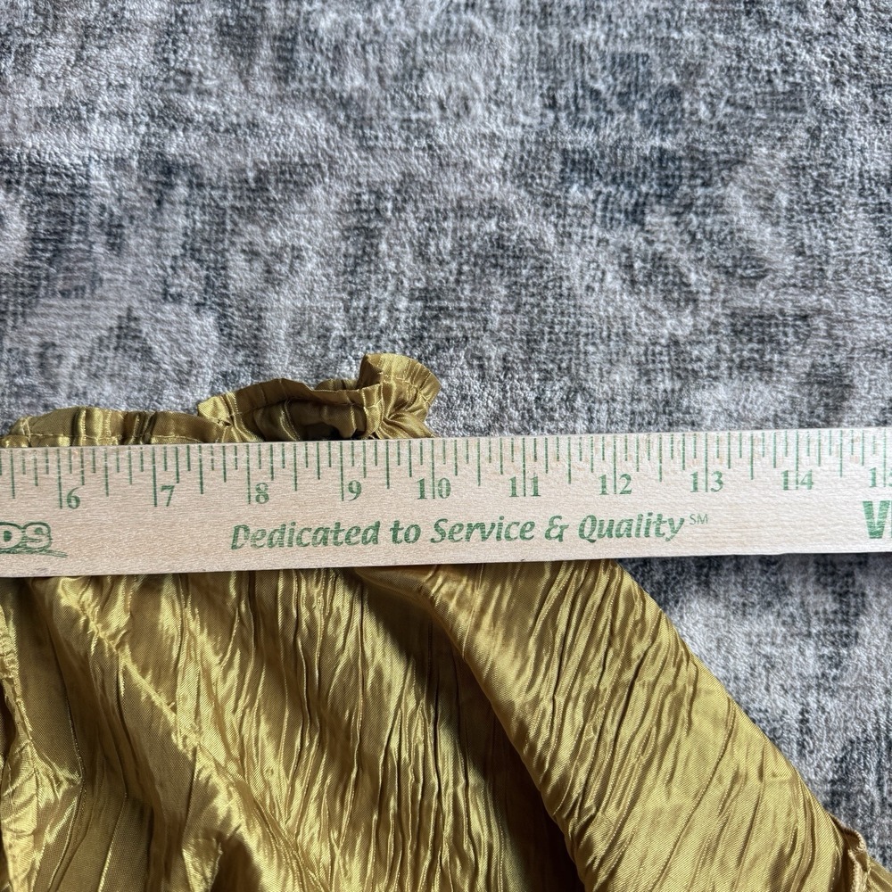 Alter Egos Bazaar Handmade Crinkle Tier Midi Skirt S Chartreuse Chiffon 20-32"W - Picture 6 of 9